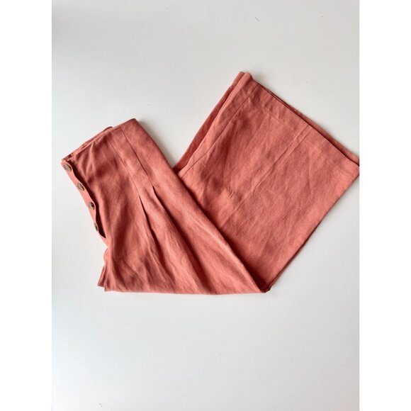 Aritzia Pants - Aritzia WILFRED Wander Orange Lyocell Linen Wide Leg Culottes Crop Pants, Size 8